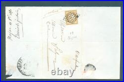 1849-1850 N°1 Cérès 10c. Bistre-jaune, sur lettre-pli Najac (Aveyron) cad 1851