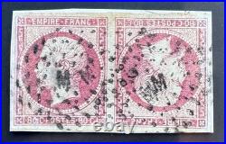 1859 Empire Napoléon 17Bc tête-bêche réparé certif. Scheller cote 28.000 RARE
