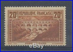 1929 Timbre N°262 20f CHAUDRON Pont du GARD Type IIB. Luxe Signé P4650