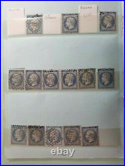 430 Timbres de France de1853/60 Napoléon III empire Franc 14A bleu type 1 et 2