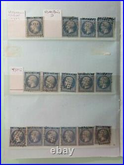 430 Timbres de France de1853/60 Napoléon III empire Franc 14A bleu type 1 et 2