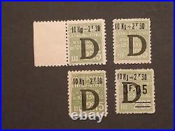 4 timbres France colis postaux surcharge D 1938 yt 160 à 163 neufs XX /X