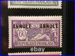 4 timbres France cours d'instruction type Merson annulé neufs