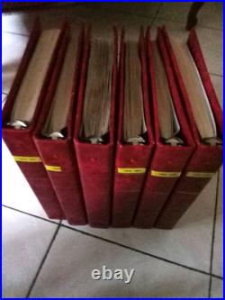 6 classeurs timbres France rouge + fiches MOC de 1849 à 2000
