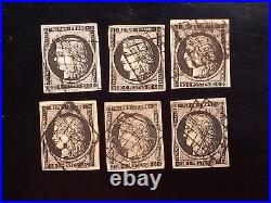 6 timbres France classique 1850 Ceres yt 3 oblitérés TB un signé Brun