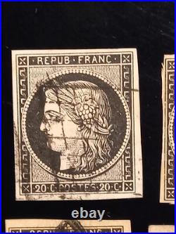 6 timbres France classique 1850 Ceres yt 3 oblitérés TB un signé Brun
