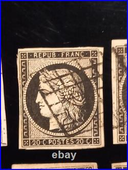 6 timbres France classique 1850 Ceres yt 3 oblitérés TB un signé Brun