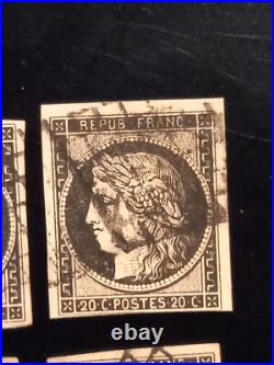 6 timbres France classique 1850 Ceres yt 3 oblitérés TB un signé Brun