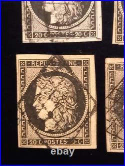 6 timbres France classique 1850 Ceres yt 3 oblitérés TB un signé Brun