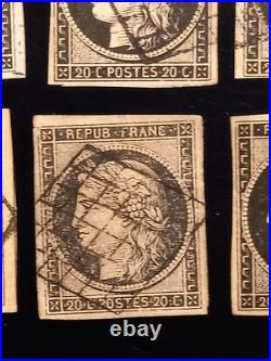 6 timbres France classique 1850 Ceres yt 3 oblitérés TB un signé Brun