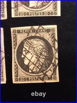 6 timbres France classique 1850 Ceres yt 3 oblitérés TB un signé Brun