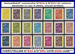 AUTOADHESIF N°84A à N°84U 21 VALEURS LAMOUCHE DENTELE 11 COTE 2025 900 LUXE
