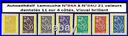 AUTOADHESIF N°84A à N°84U 21 VALEURS LAMOUCHE DENTELE 11 COTE 2025 900 LUXE