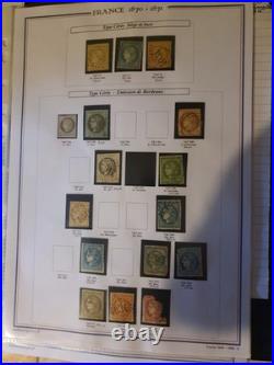 Ancien timbres français avant 1900, sur une page d'album YT 36-48