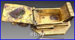 Anquetil Boite A Timbres Bronze Dore Decor De Souris+livres Xixème