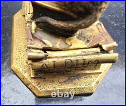 Anquetil Boite A Timbres Bronze Dore Decor De Souris+livres Xixème