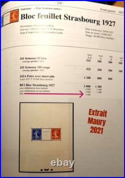 BF2 Bloc Strasbourg 1927 l'Épreuve de Luxe TB très lég. Retaillé Cert Brun R+