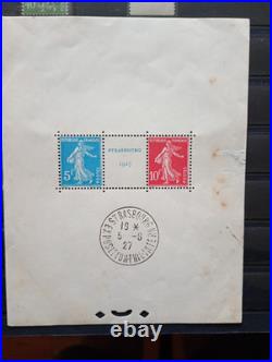 Bloc feuillet français n 2 avec cachet témoin de l'exposition