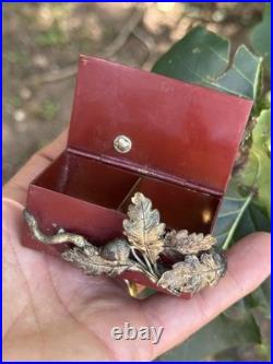 Boîte À Timbres & 19 Eme Siècle & Feuilles De Chêne Gland Nature France