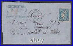 Bordeaux n°44A sur lettre de Romans pour Eyguières, 1870, signée Roumet