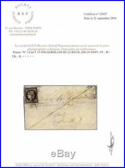 Cérès N°3 oblitéré plume sur pli de 10 janvier 1849, R. Signé Calves