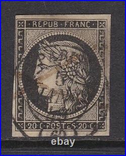 Cérès n°3, oblitéré cachet à date du 5 janv 1849 + plume, signé Roumet, TTB