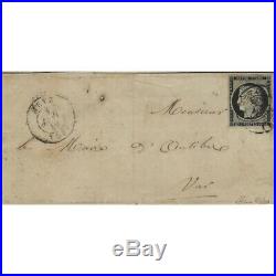 Cérès timbre de France N°3 oblitéré sur lettre 1 janvier 1849, TB. RR