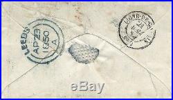 Cérès, timbre de France N°5 paire oblitéré grille sur lettre pour Leeds, 1850. R