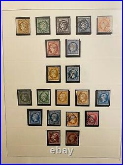 Collection timbres de France en 3 albums 1849 à 1970 dt n°1à6,18,39à48, BF1/2/3,3