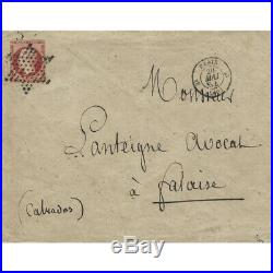 Empire non dentelé 1 franc carmin oblitéré étoile sur lettre pour Falaise 1854