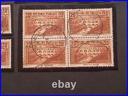 Ensemble 12 timbres France pont du Gard yt 262 oblitérés tous TB/TTB bloc de 4