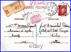 Entier Postal En Recommande Adresse Au Marechal Petain Vichy Rare