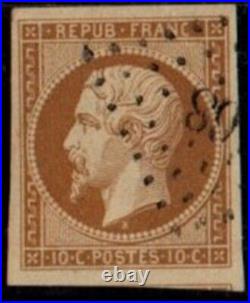 FRANCE 1852 Napoléon n° 9a bistre brun oblitéré TTB Signé Brun