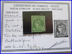 FRANCE 1870 n° 42A CERES de Bordeaux CERTIFICAT SCHELLER c 5750 °io12/w739