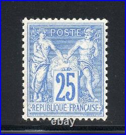 FRANCE 1876 TYPE SAGE, YVERT N°78 NEUF, 25c Outremer, SIGNÉ BRUN, YVERT 650