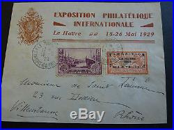 FRANCE #257A +Vignette EXPO PHILATELIQUE DU HAVRE 1929 SUR LETTRE COTE 875 EUR