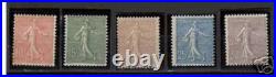 FRANCE ANNEE 1903 YVERT N° 129/133 SERIE SEMEUSE LIGNEE NEUFS xx TB-TTB