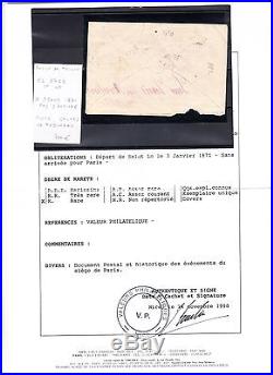 FRANCE BOULE de MOULINS GC 3723 ST LOT -3/01/1871-40ct + 30ct pai -(certificat)