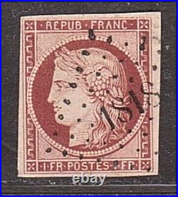 FRANCE CERES 1849 1fr carmin TB, Parfait! Signé Brun (1000.00)