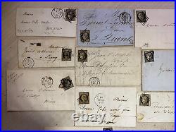 FRANCE LOT DE 10 LETTRES AVEC CERES 20c N° 3 AVEC GRILLE + CAD TYPE 13,14,15