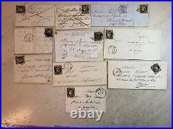 FRANCE LOT DE 10 LETTRES AVEC CERES 20c N° 3 AVEC GRILLE + CAD T 14 ET 15 A VOIR