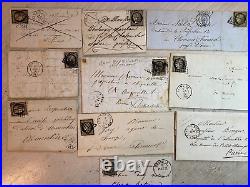 FRANCE LOT DE 10 LETTRES AVEC CERES 20c N° 3 AVEC GRILLE + CAD T 14 ET 15 A VOIR
