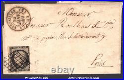 FRANCE N° 3a SUR LETTRE AVEC OBLITERATION GRILLE + CAD VERSAILLES DU 20/01/1849