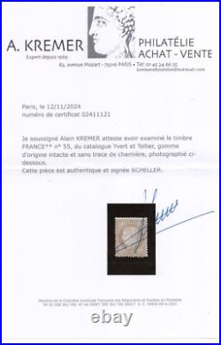 FRANCE N° 55 Neuf Sans charnière Certificat FRANCE N° 55 Neuf Sans charnière Certificat
