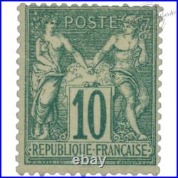 FRANCE N°65 TYPE SAGE 10c. VERT, TIMBRE NEUF SIGNÉ JF BRUN, 1876 RARE