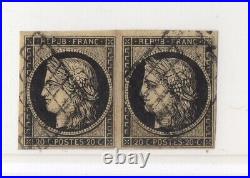 FRANCE! PAIRE de Timbres anciens CERES de 1849 n°3c Gris noir
