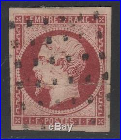 FRANCE STAMP TIMBRE N° 18 a NAPOLEON III 1F CARMIN FONCE OBLITERE A VOIR K417