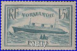FRANCE STAMP TIMBRE N° 300b PAQUEBOT NORMANDIE 1F50 TURQUOISE NEUFxx TTB J928
