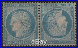 FRANCE STAMP TIMBRE N° 37 c CERES 20c BLEU PAIRE TETE BECHE NEUF x TB K661