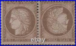 FRANCE STAMP TIMBRE N° 58 c CERES 10c BRUN SUR ROSE PAIRE TETE BECHENEUFx TB